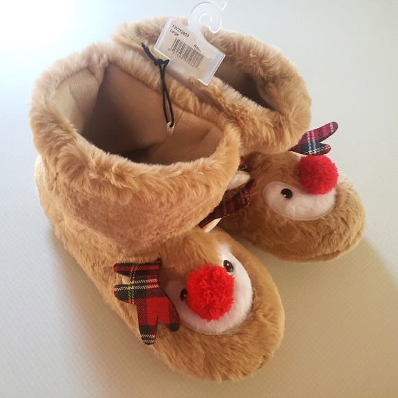 Just In: New Fluffy Reindeer Holiday Slippers - Picture 1 of 9